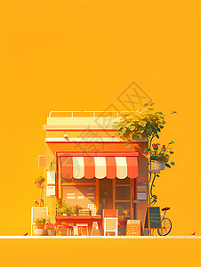 水果店品牌设计展示的小商店插画