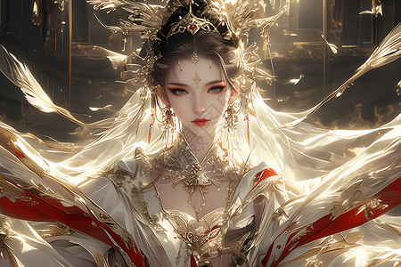 成功美女古装华服美女插画