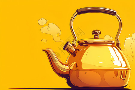 热水循环复古的茶壶插画