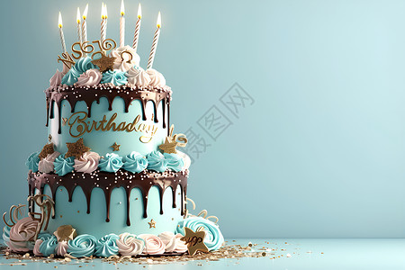 双层生日蛋糕美味的生日蛋糕插画