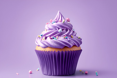 紫色两层蛋糕紫色奶油杯子蛋糕插画