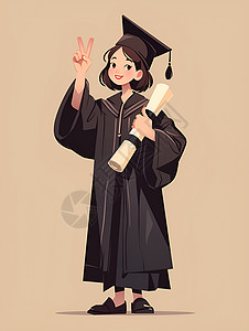 毕业季短发女孩毕业快乐的少女插画