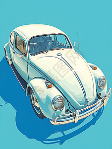 老款的甲壳虫汽车复古甲壳虫汽车插画