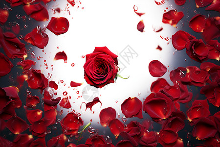 红色玫瑰花花瓣浪漫玫瑰花插画