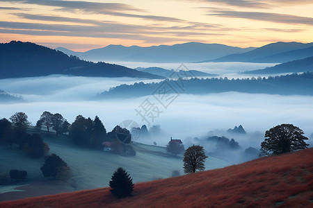 朦胧的风景薄雾朦胧的山脉背景