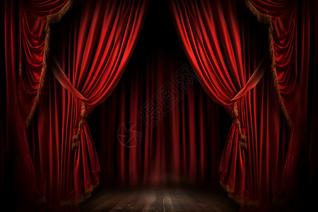 红色帷幕剧院舞台高清图片