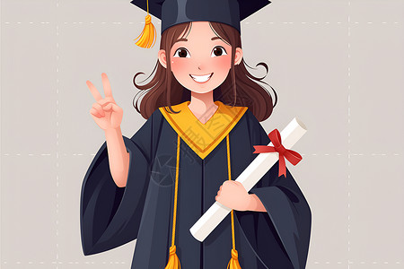 八优优乐的女孩毕业典礼插画