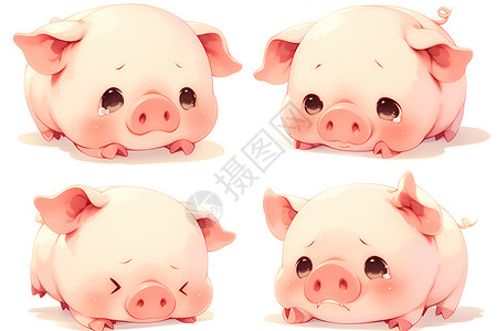 表情包猪猪宝宝表情秀插画