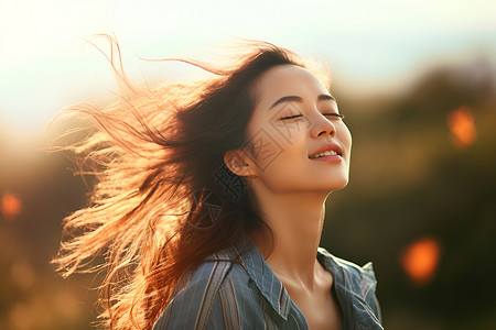 女子畅享清风高清图片