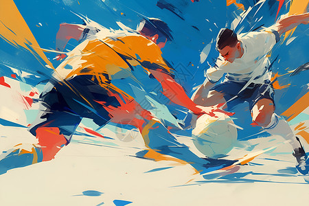 激情亚洲杯踢足球的运动员插画