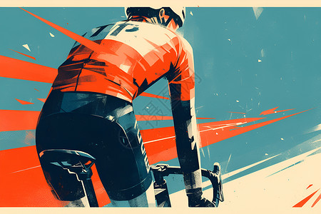 英国车手自行车比赛插画