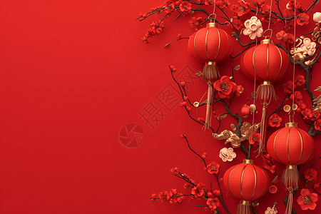 春节超市装饰红色的纯洁装饰插画