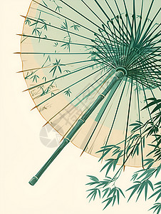 竹纹纸竹子油纸伞插画