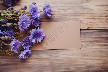 端午卡片紫色花束和卡纸背景