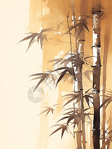 竹叶塑料纹理苍劲挺拔的竹子插画