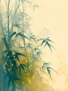 竹叶塑料纹理青翠的竹子插画