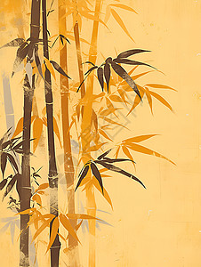 竹叶塑料纹理清晨的竹林插画