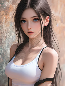 白美女穿着白背心的女人插画