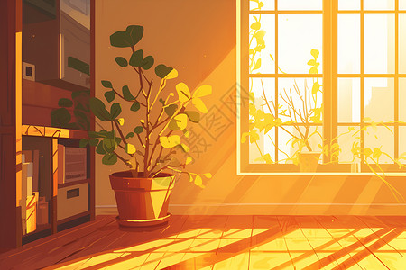 散景绿太阳透过窗户洒在静物上插画