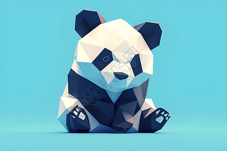 低多边形塑造的熊猫插画