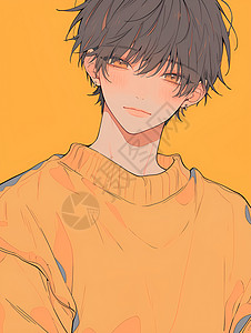 圆领衬衫黄色圆领衣服的男人插画