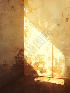 墙地板光影透过窗户投射在地板和墙壁上插画