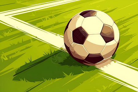 足球线条简洁线条下的足球场景插画