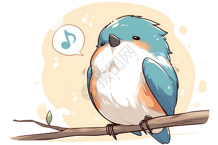 歌唱的鸟儿鸟儿在树枝上歌唱插画