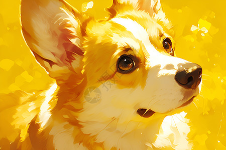 黄色狗狗黄色背景下的狗狗插画