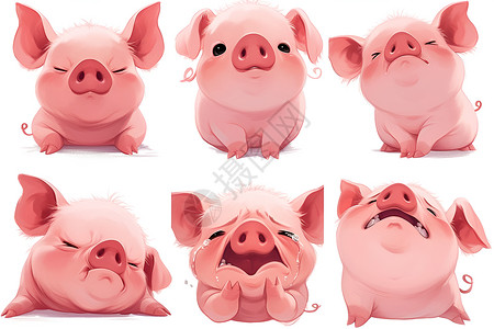小猪的各种表情高清图片
