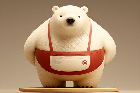 肥胖的狗熊北极熊戴着围裙插画