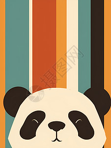 形状牌黑白小熊猫插画