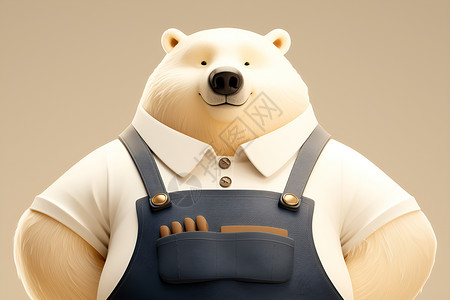 动物围裙可爱的北极熊叉着腰插画
