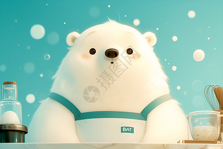 动物围裙呆萌的熊插画