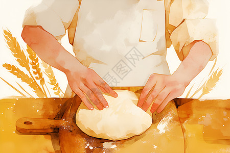 制作面包失败厨师制作面包插画