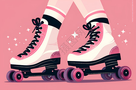 滑冰鞋时尚复古的滑板鞋插画
