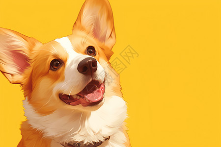 微笑着微笑的可爱狗狗插画
