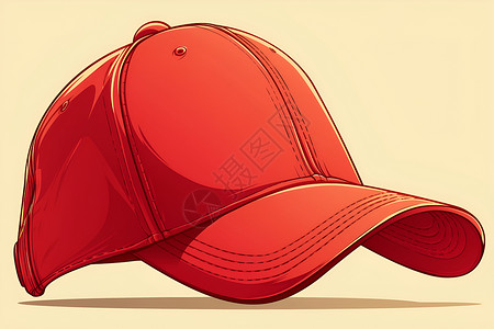 红色棒球帽的简约插画背景图片