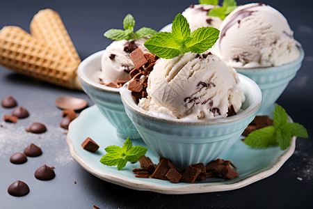 巧克力冰淇淋边框三种冰淇淋背景