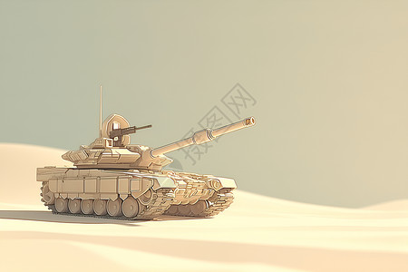 金属窗沙漠中的玩具坦克插画