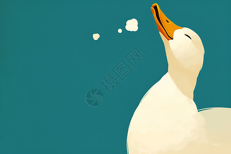 大笑嘴巴开心大笑的鸭子插画