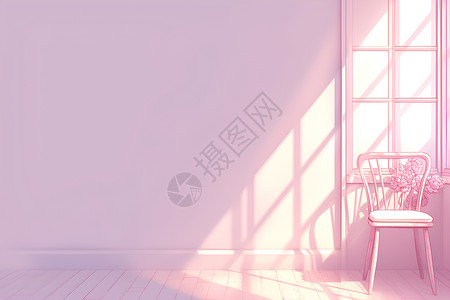 墙壁阳光粉色墙壁和椅子插画