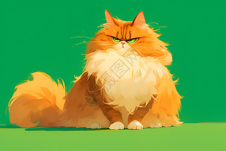 橙色脾气暴躁的猫咪插画