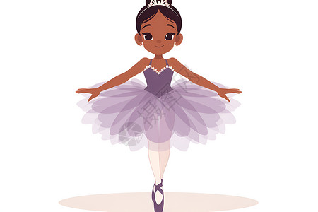 跳芭蕾的小女孩小女孩穿着紫色芭蕾裙插画