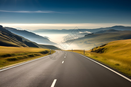 薄雾之路宁静的公路背景