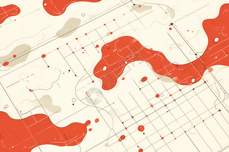 红白线条红白相间的地图插画