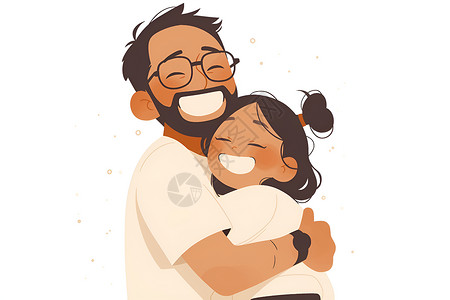 外国父女拥抱的父女插图插画