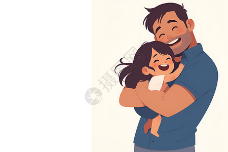 抱着女儿的爸爸抱着孩子的爸爸插画
