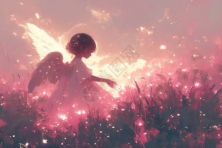 童趣仙境天使背景图片