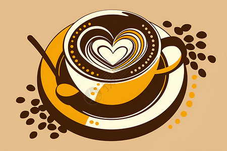 咖啡杯爱心美味的咖啡插画